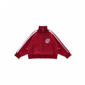 Telfar Cropped Track Jackets Burgundy | CAMA3420