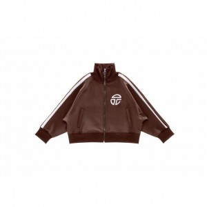 Telfar Cropped Track Jackets Chocolate | CASO3426