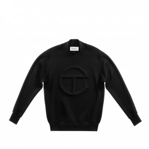 Telfar Embossed Mockneck Hoodie Black | CALH3504