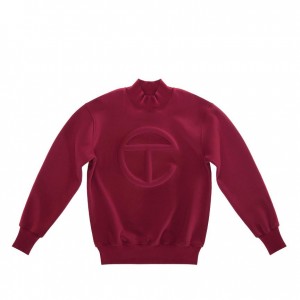 Telfar Embossed Mockneck Hoodie Burgundy | CATV3492