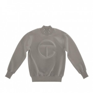 Telfar Embossed Mockneck Hoodie Grey | CAQZ3496