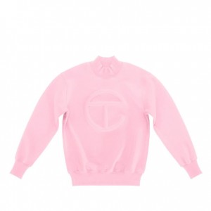 Telfar Embossed Mockneck Hoodie Pink | CAUT3490