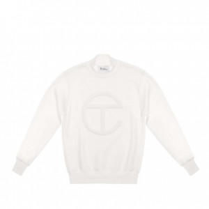 Telfar Embossed Mockneck Hoodie White | CANB3498