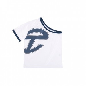 Telfar Half T Shirts White / Navy | CARW3274