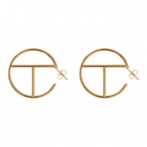 Telfar Jewelry Large Logo Hoop Earrings Gold | CAIS3568