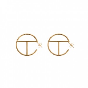 Telfar Jewelry Medium Logo Hoop Earrings Gold | CAUT3569