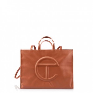 Telfar Large Shopper Bag Brown | CAYU3130