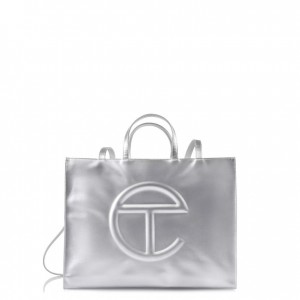 Telfar Large Shopper Bag Silver | CARW3034