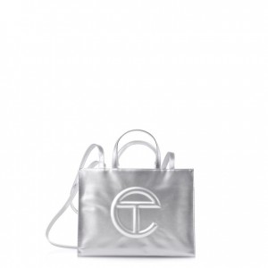 Telfar Medium Shopper Bag Silver | CAEX3035