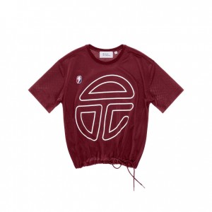 Telfar Mesh Drawstring T Shirts Burgundy | CAOR3269