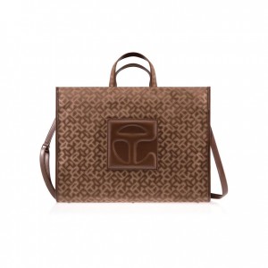 Telfar Monogram Large Jacquard Bags Brown | CAFM3166