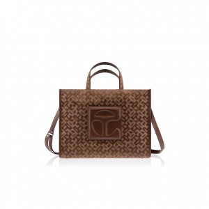 Telfar Monogram Medium Jacquard Bags Brown | CADN3167