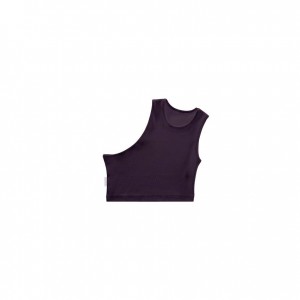 Telfar Rib Knits Cropped Half Tanks Black / Purple | CAJJ3234