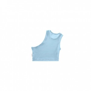 Telfar Rib Knits Cropped Half Tanks Blue | CADN3194