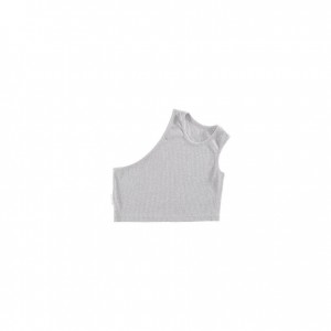 Telfar Rib Knits Cropped Half Tanks Grey | CAVD3254