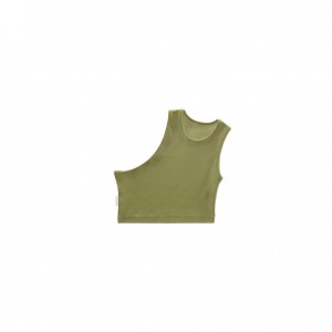 Telfar Rib Knits Cropped Half Tanks Olive | CAXF3230