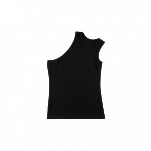 Telfar Rib Knits Half Tanks Black | CAZG3257