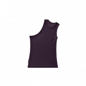 Telfar Rib Knits Half Tanks Black / Purple | CAKI3233