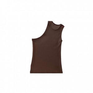 Telfar Rib Knits Half Tanks Chocolate | CAFM3237