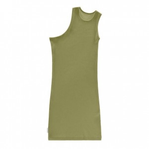 Telfar Rib Knits Half Tunic Tanks Olive | CAVD3228