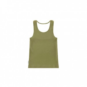 Telfar Rib Knits Halter Tanks Olive | CABC3227