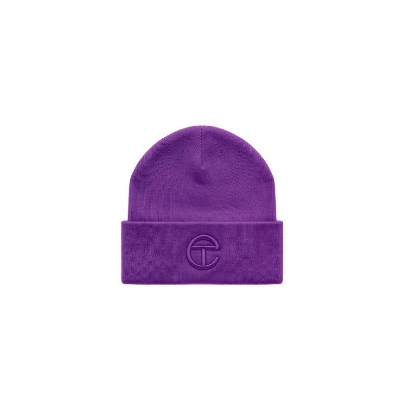 Telfar Beanie Embroidered B Beanie Purple | CAEX3677