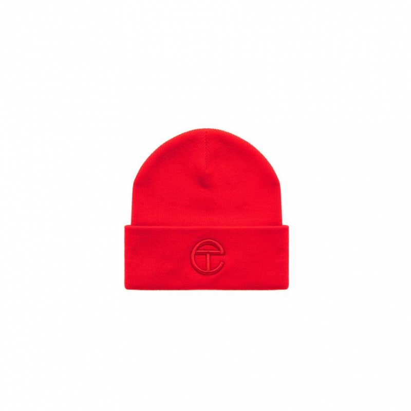 Telfar Beanie Embroidered C Beanie Red | CAWY3678