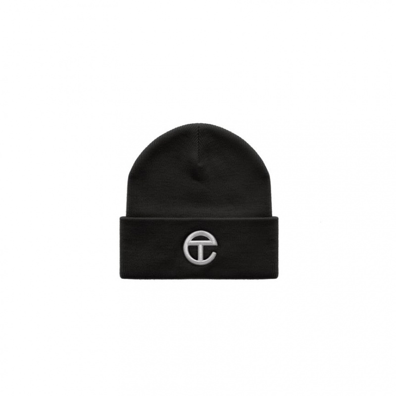 Telfar Beanie Embroidered L Beanie Black / White | CAAP3687