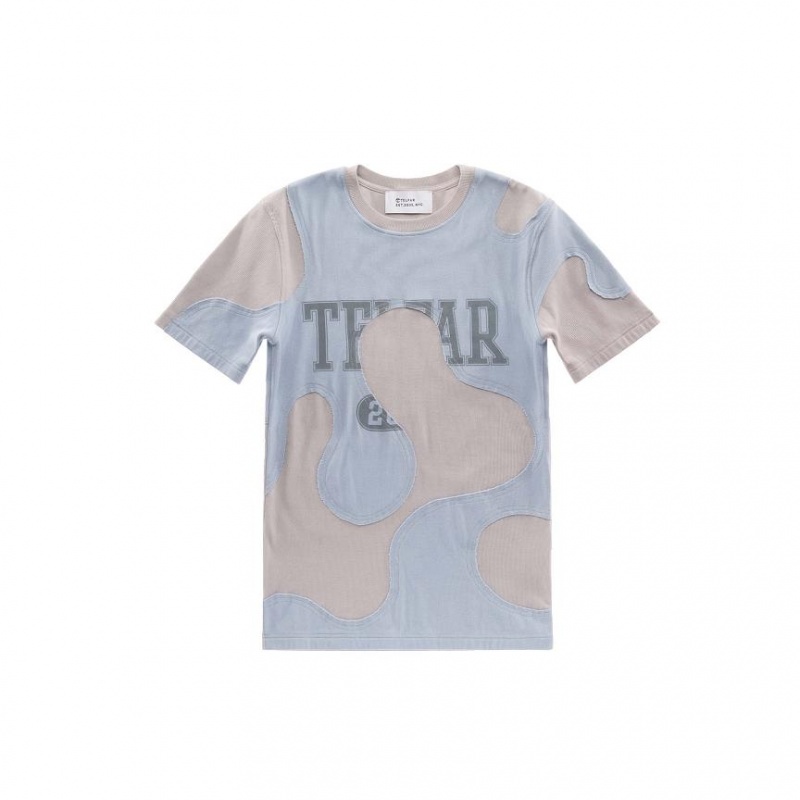 Telfar Camo T Shirts Blue / Beige | CAGL3281