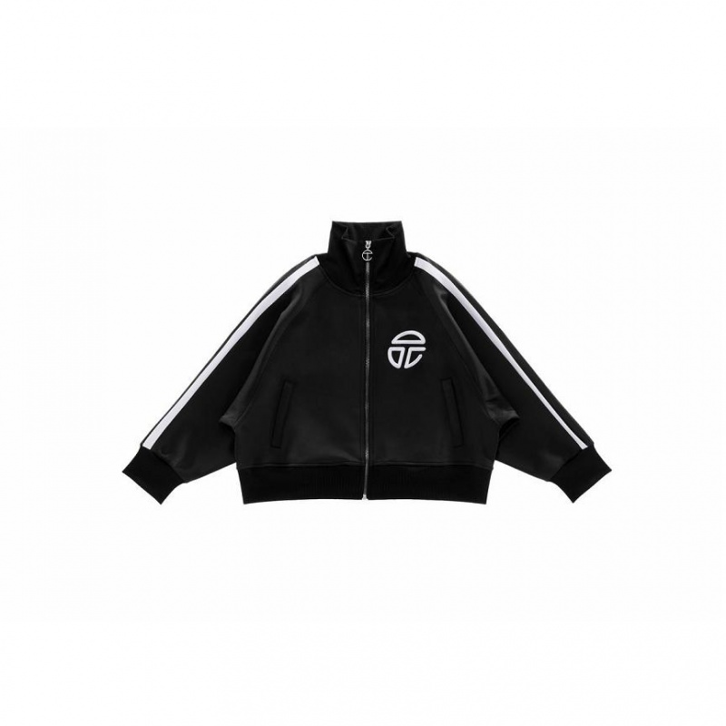 Telfar Cropped Track Jackets Black | CAQZ3444