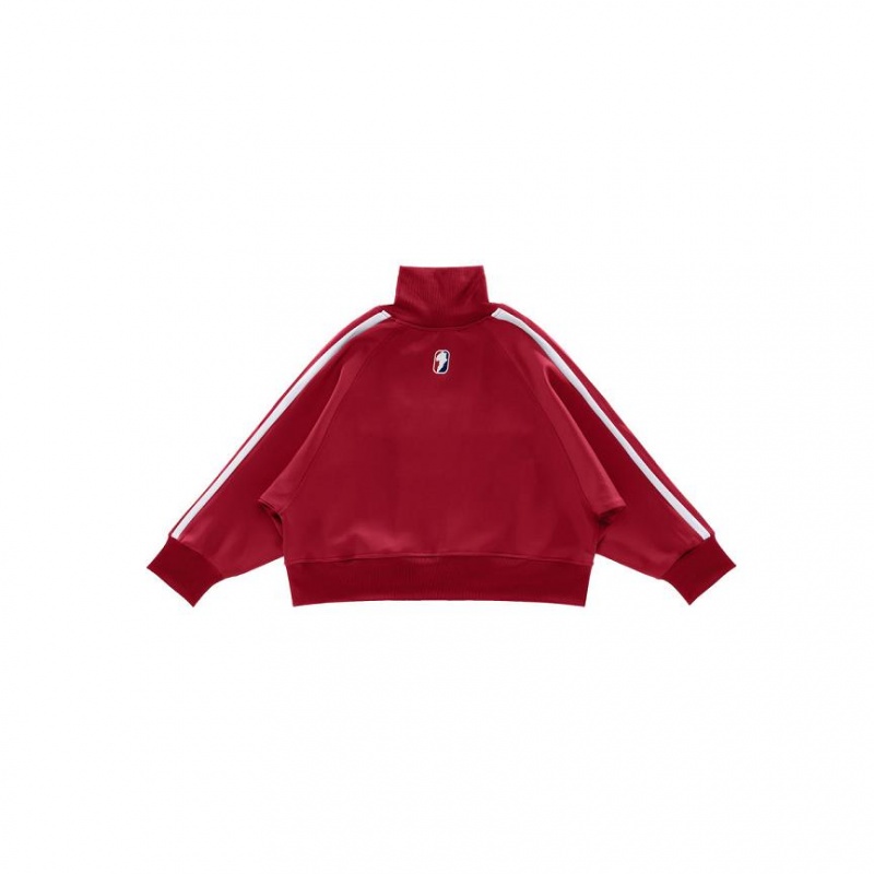 Telfar Cropped Track Jackets Burgundy | CAMA3420