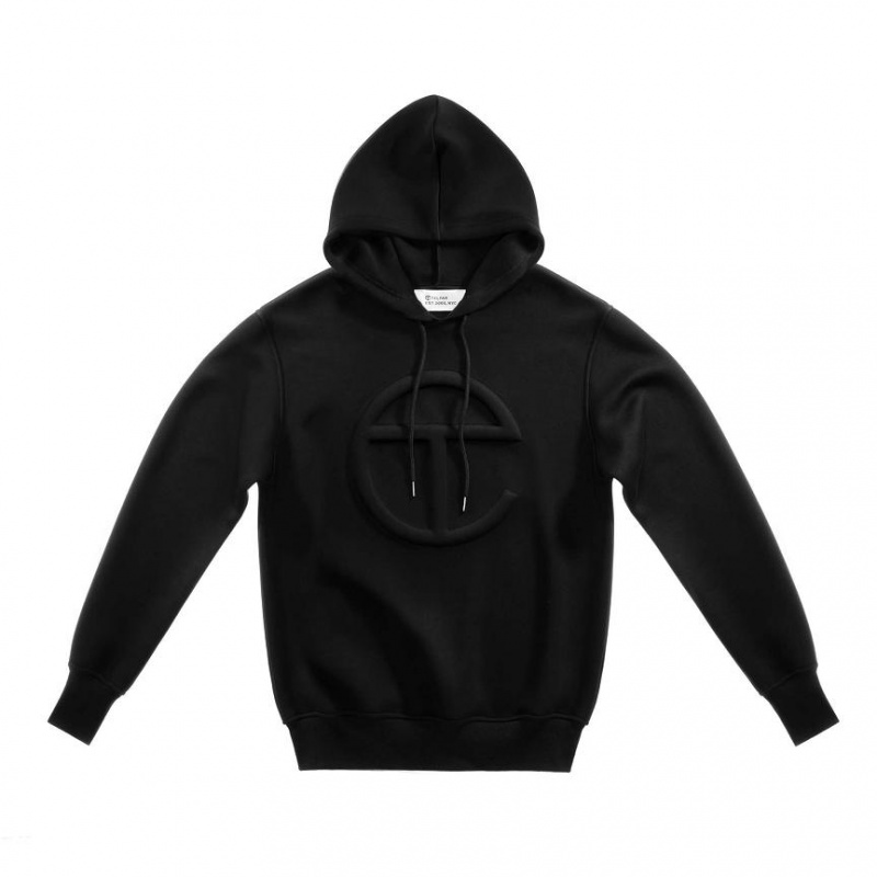 Telfar Embossed Hoodie Black | CAKI3505