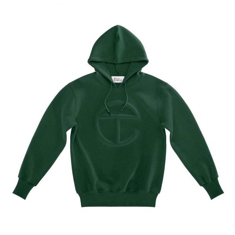 Telfar Embossed Hoodie Dark Olive | CAIS3489