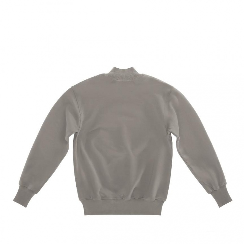 Telfar Embossed Mockneck Hoodie Grey | CAQZ3496