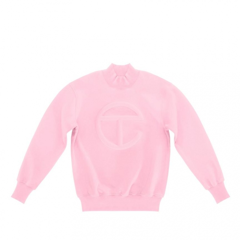 Telfar Embossed Mockneck Hoodie Pink | CAUT3490