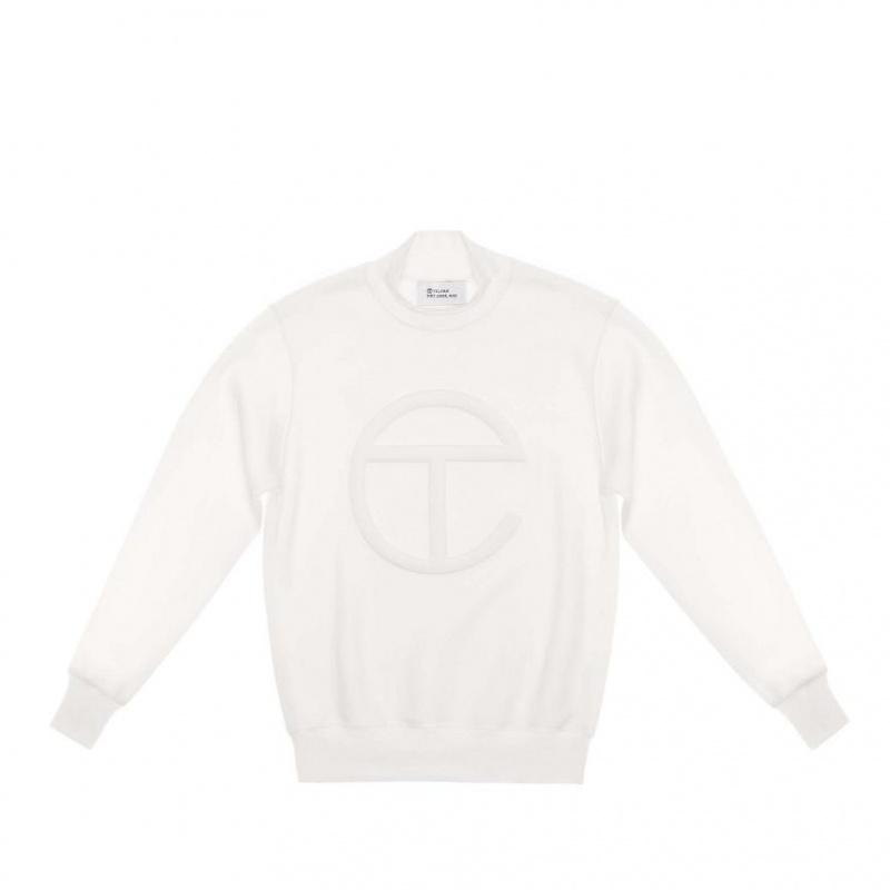 Telfar Embossed Mockneck Hoodie White | CANB3498