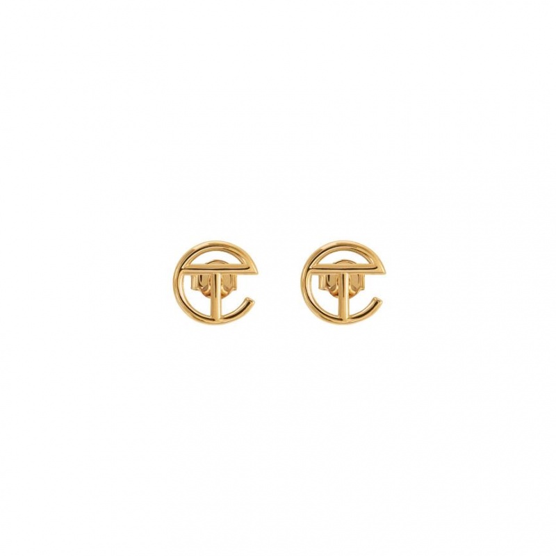 Telfar Jewelry Logo Stud Earrings Gold | CAOR3567