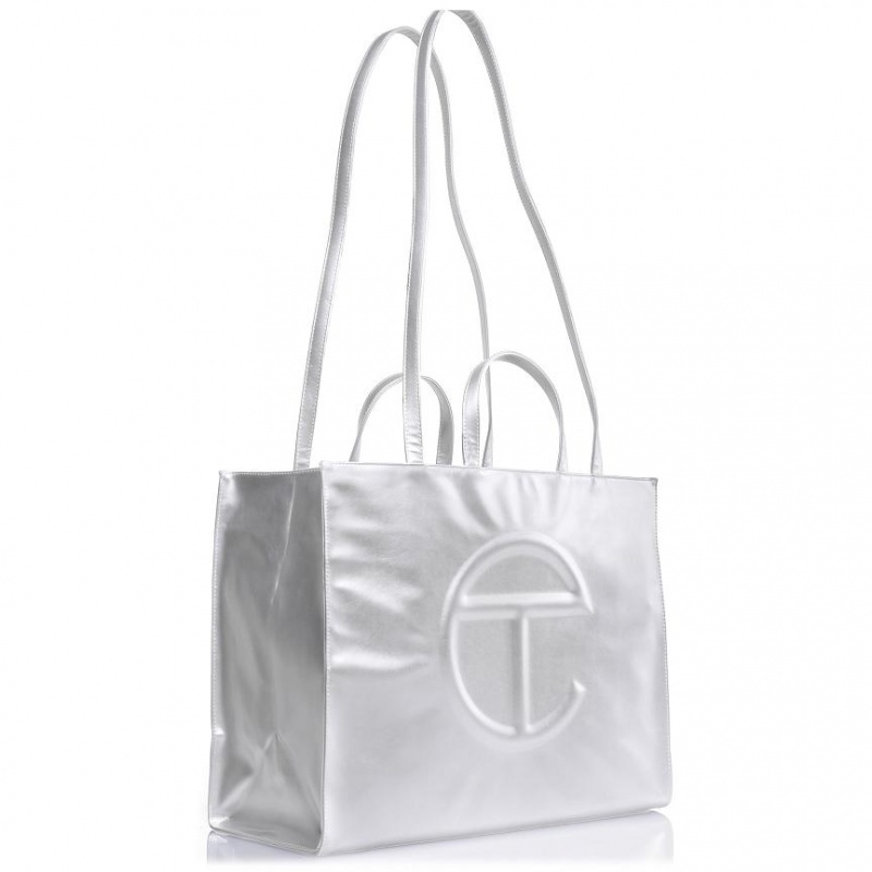 Telfar Large Shopper Bag Silver | CARW3034