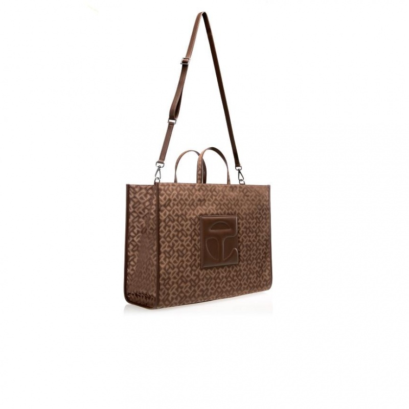 Telfar Monogram Large Jacquard Bags Brown | CAFM3166