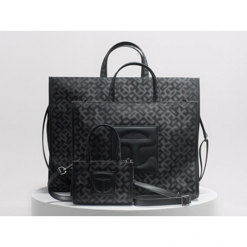 Telfar Monogram Medium Jacquard Bags Black | CAHK3164