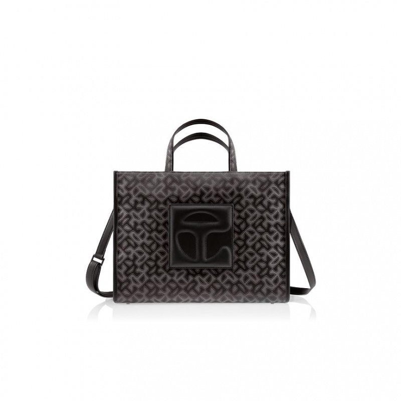 Telfar Monogram Medium Jacquard Bags Black | CAHK3164