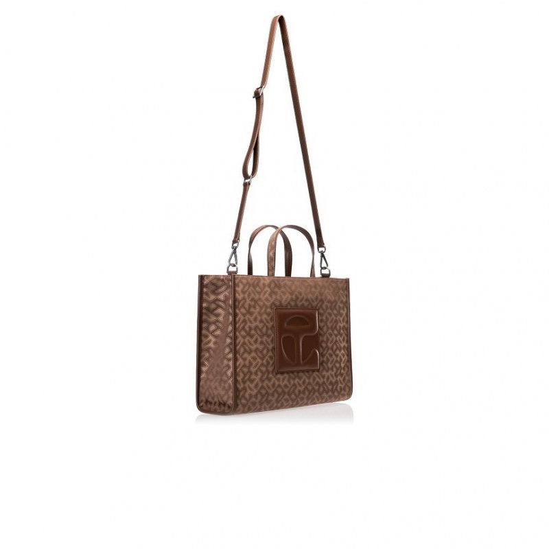 Telfar Monogram Medium Jacquard Bags Brown | CADN3167