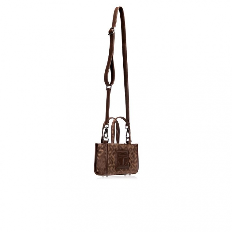 Telfar Monogram Small Jacquard Bags Brown | CASO3168