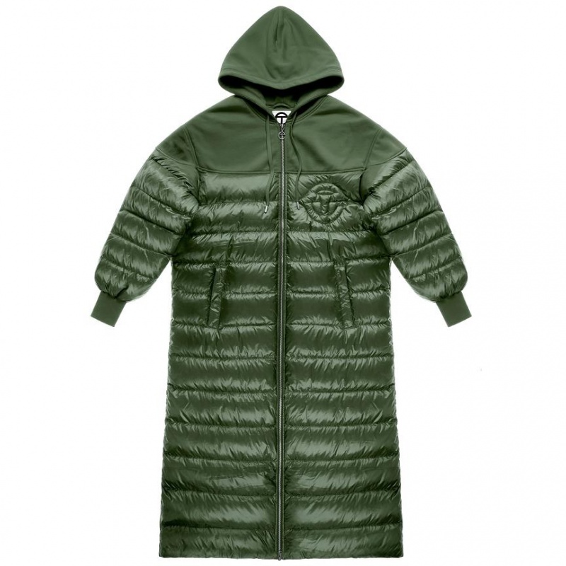 Telfar Puff Hoodie Coats Green | CAFM3379