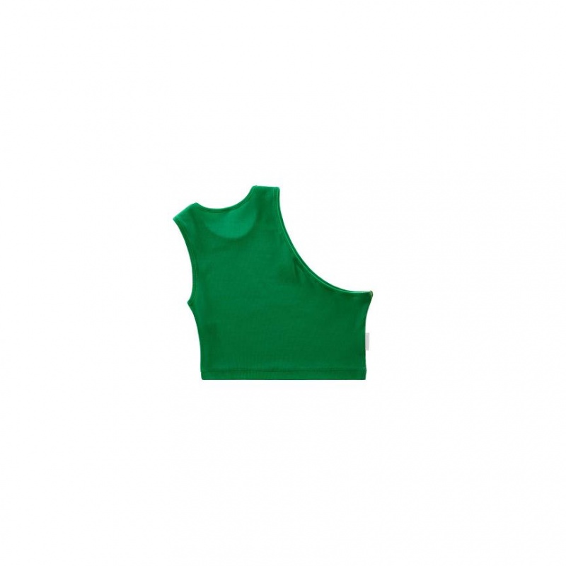 Telfar Rib Knits Cropped Half Tanks Green | CANB3226