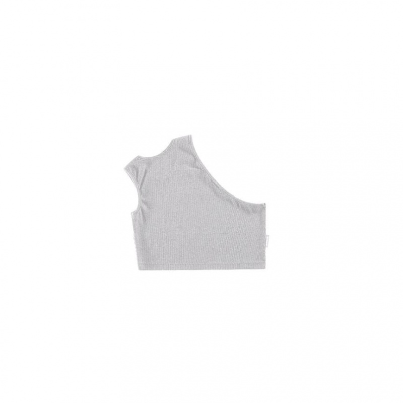 Telfar Rib Knits Cropped Half Tanks Grey | CAVD3254