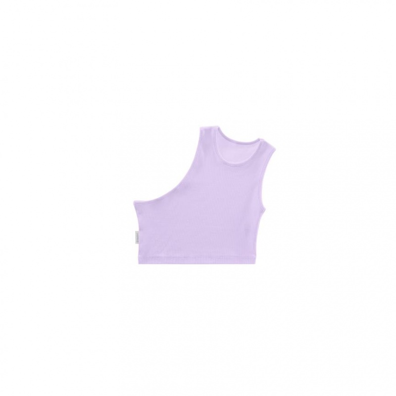 Telfar Rib Knits Cropped Half Tanks Lavender | CATV3202