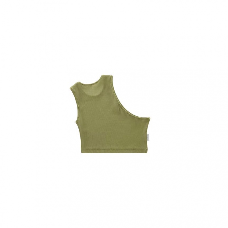 Telfar Rib Knits Cropped Half Tanks Olive | CAXF3230