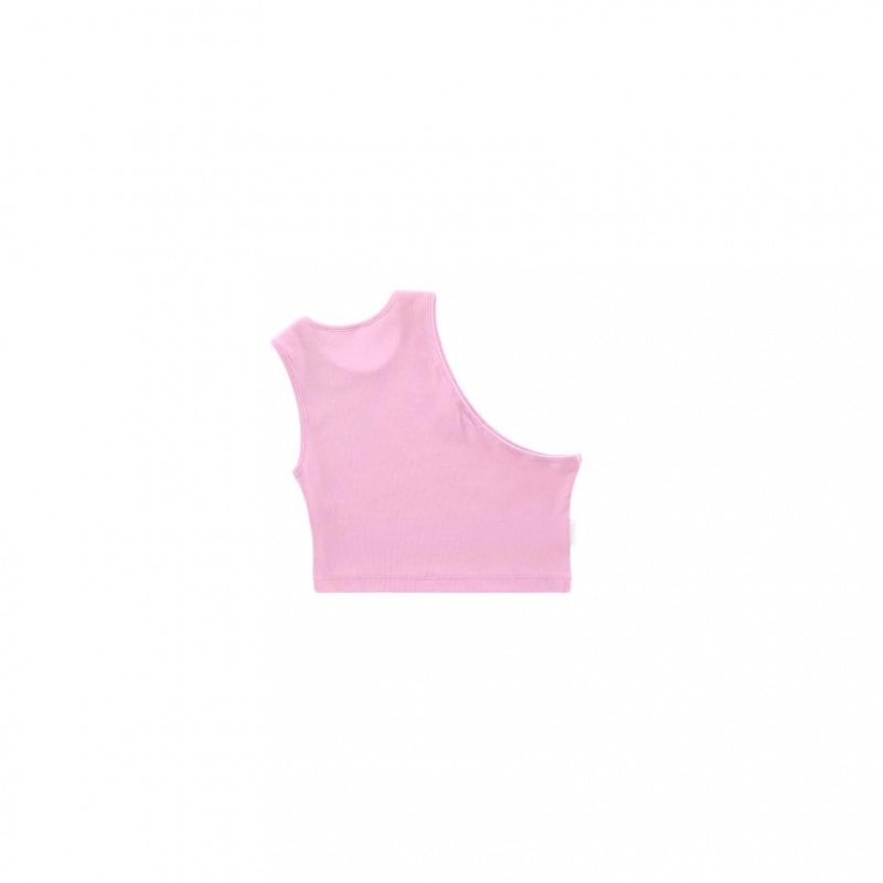 Telfar Rib Knits Cropped Half Tanks Pink | CAQZ3206