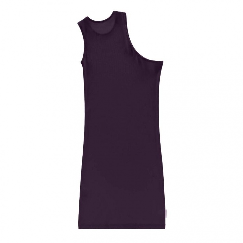 Telfar Rib Knits Half Tunic Tanks Black / Purple | CALH3232